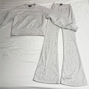 Gray Sweater and Flare Pants Set